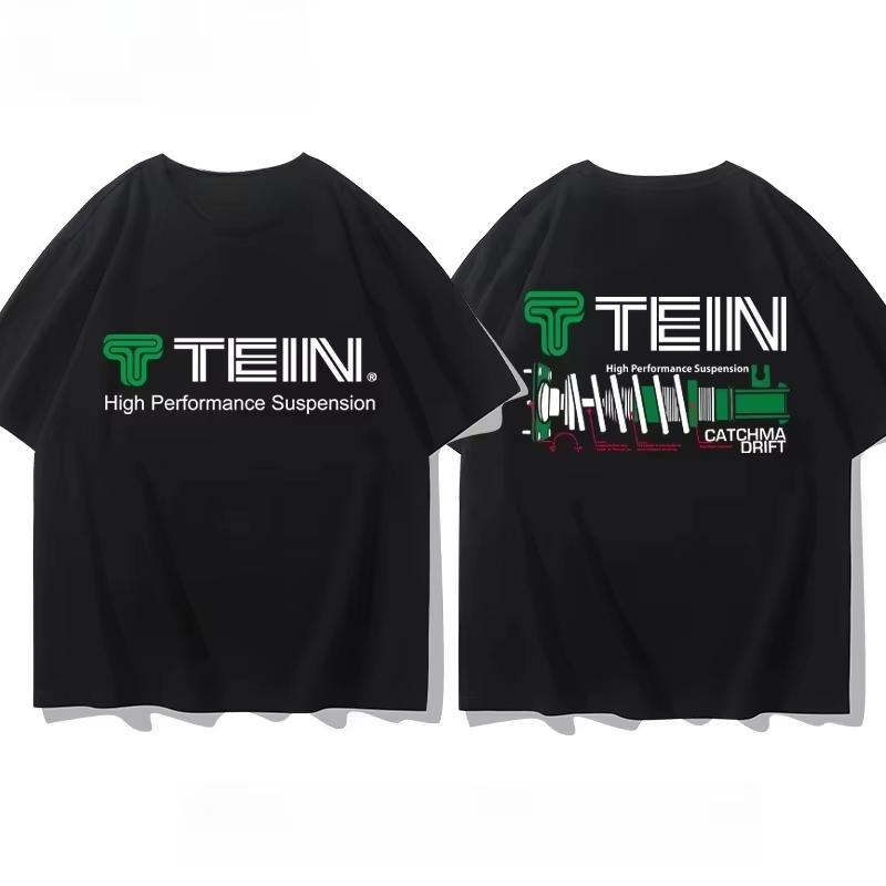 2025 New Japan TEIN Shock Absorber Modified Car Creative T-shirt Casual Men and Women Motorcycle Club Short Sleeve Cotton Top