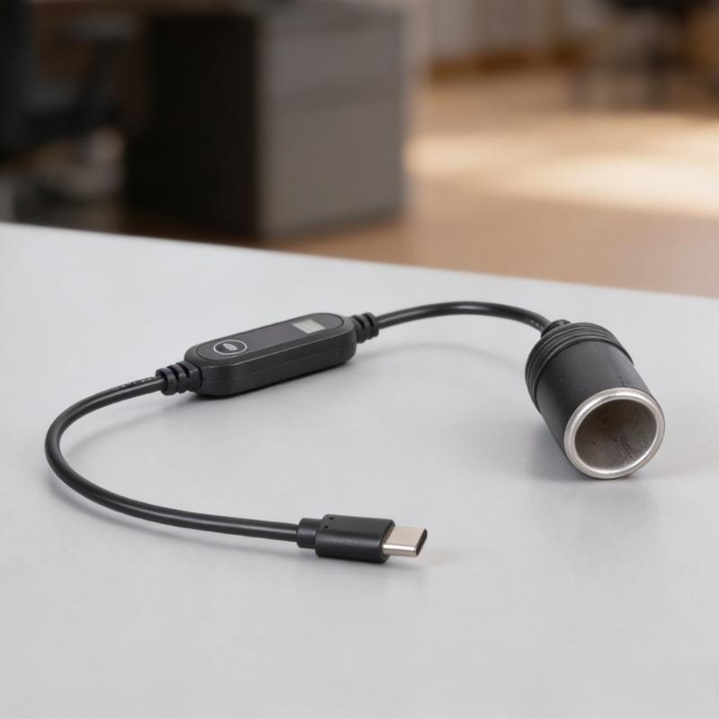 USB C To 12V Car Lighter Socket Adapter with Digital Voltages Display Lighter Adapter Cable for LED Light Car Fan