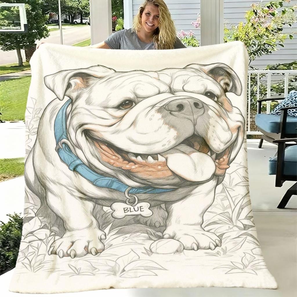Cozy Bulldog Print Throw Blanket Perfect Gift for Dog Lovers, Soft Polyester, AllSeason Comfort, Ideal for Couch or Bed, Mixed Colors, Dog Blanket