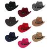 Vintage Classic Cowboy Hat with Studded Pinched Decorative Bands Wide Brim Felt Fedora Hat Cropped Jazz Hat for Women & Men