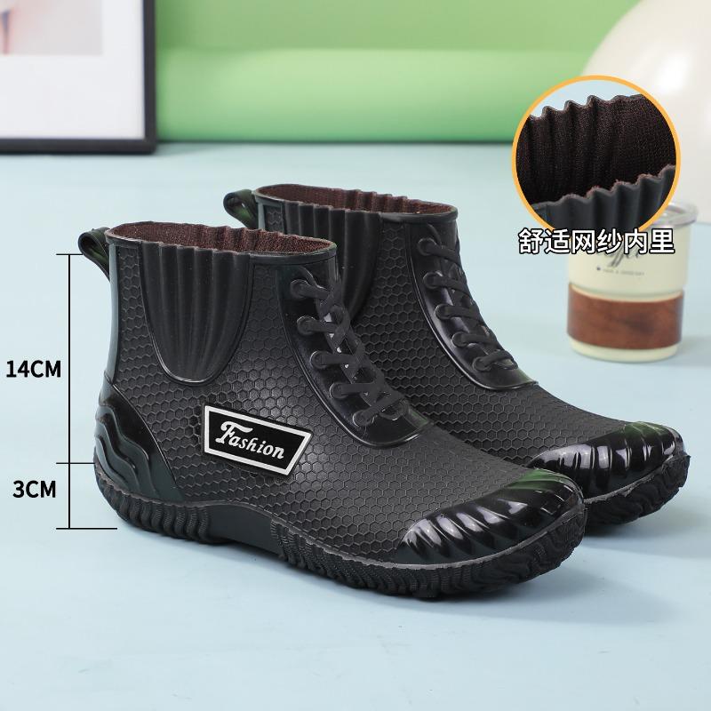 

Student rain shoes female adult fashion water shoes car wash work shoes velvet medium tube non-slip rain boots big children s rain shoes 36