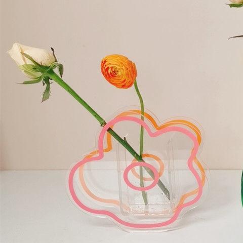 Ins-Stil Acrylvase Kreative Kunst Wellige Blume Hydroponische Blumenanordnung Tischdekoration Transparente Vase