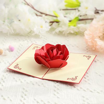 Pop-up Valentine's Day 3D Greeting Card Rose Card For Anniversaries Mother's Day Weddings Women Gifts Youngsters With Envelope