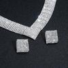 Luxury Super Flash Geometric Square Multi-row Rhinestone Necklace Earrings Two-piece Set