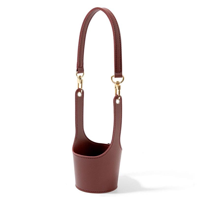 PU Leather Cup Cover Pouch Portable Water Bottle Sleeve Bag Leather Carrying Strap Insulating Cups Milk Tea Coffee Cups Accessor