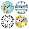 2D Flat Wooden Wall Clock Silent Quartz Movement Hand-Painted Clock Home Office Bedroom Living Room Digital Analog Clock Decoration