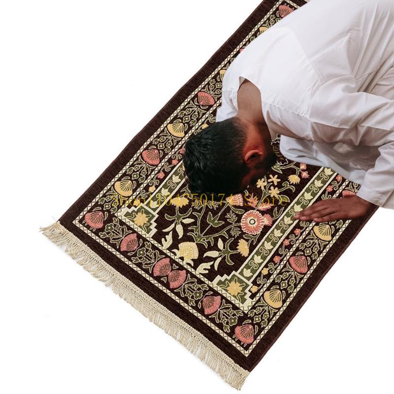 Muslim Prayer Rug Thick Islamic Chenille Praying Mat Floral Woven Tassel Blanket Top Sale