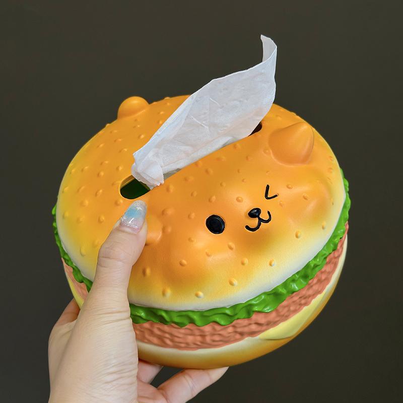 Cartoon Cute Burger Tissue Box Storage Box Living Room Desktop Decoration Home Fun Decorations Ornaments