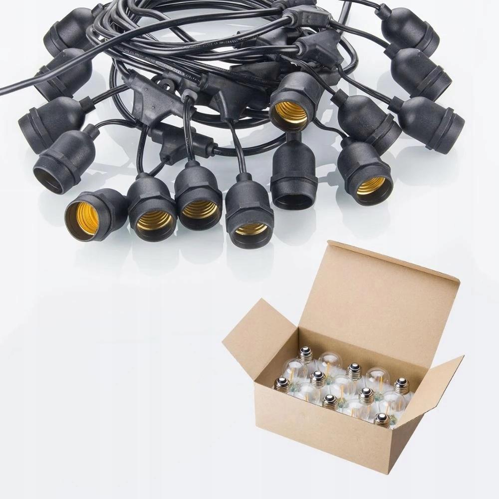 Garden Light Garland 10m with Bulbs, Outdoor Chain of Garden Lights