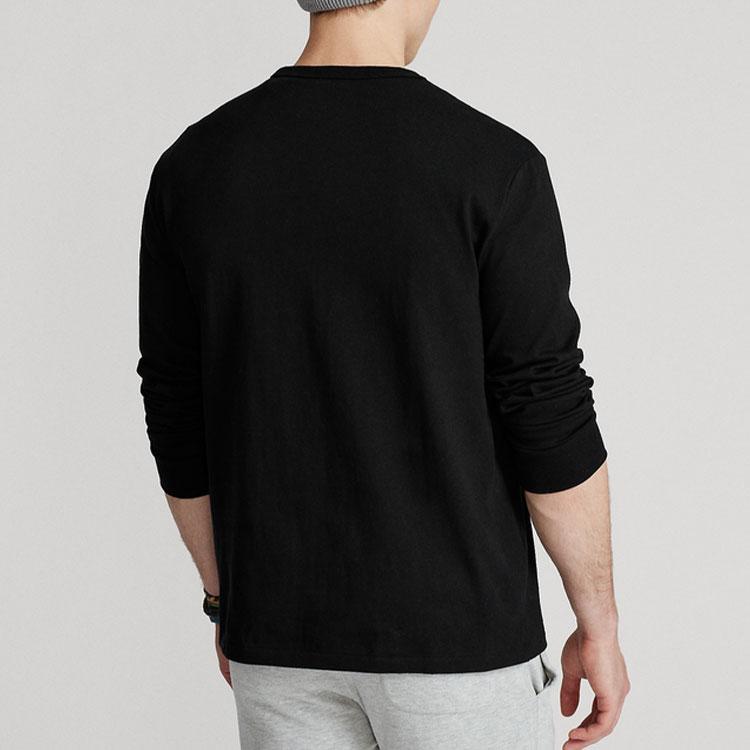 Polo Ralph Lauren Solid Plain Knit Crew Neck Long Sleeve T-Shirt Men Tops Black MNPOTSH16820171-001