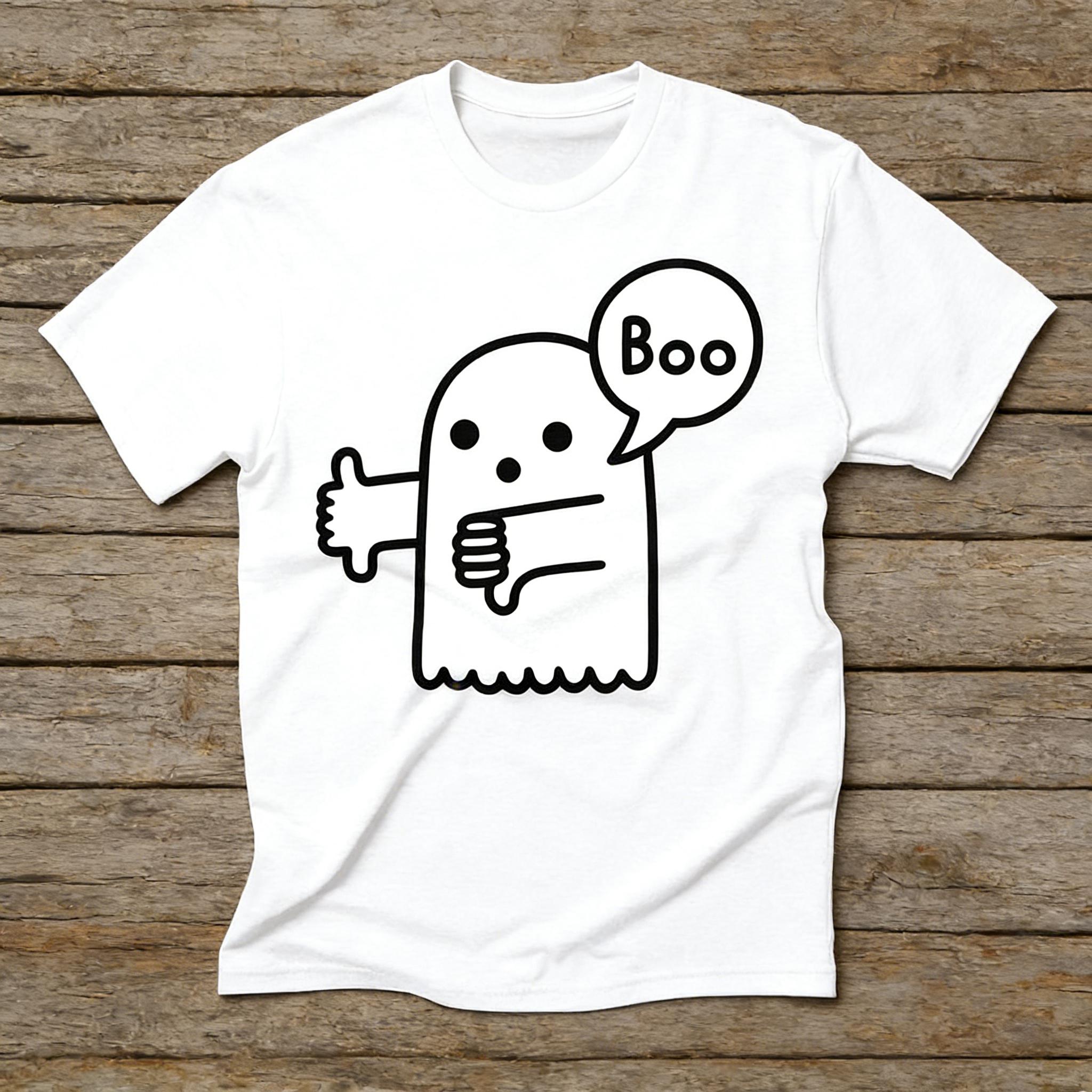 

ZX Funny Boo Ghost Thumb Down TShirt Men Women Cotton Casual Graphic Tees 4XL