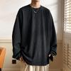 Men's Hong Kong Style Heavyweight Loose Long-Sleeve Plus Size T-Shirt for Spring/Autumn