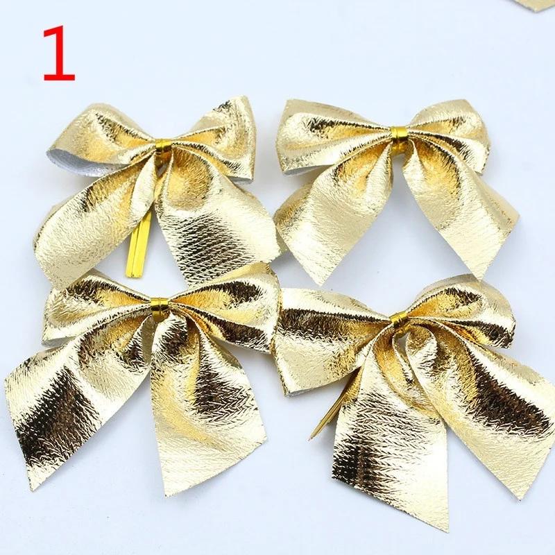 

New 30 Pcs/set Of Christmas Small Bow-knot Christmas Tree DIY Decoration Pendants Festive Scene Decoration Pretty Ornaments золотой