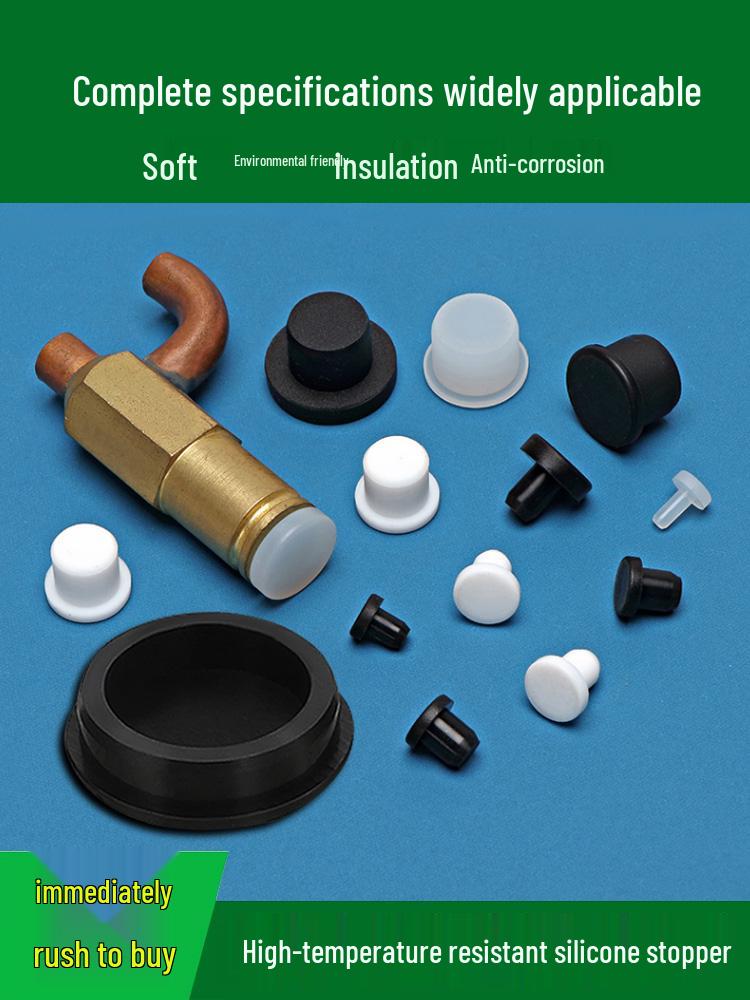 Black High-Temperature Resistant T-Shaped Silicone Stopper - Round Hole Rubber Gasket & Shock-Absorbing Blind Plug