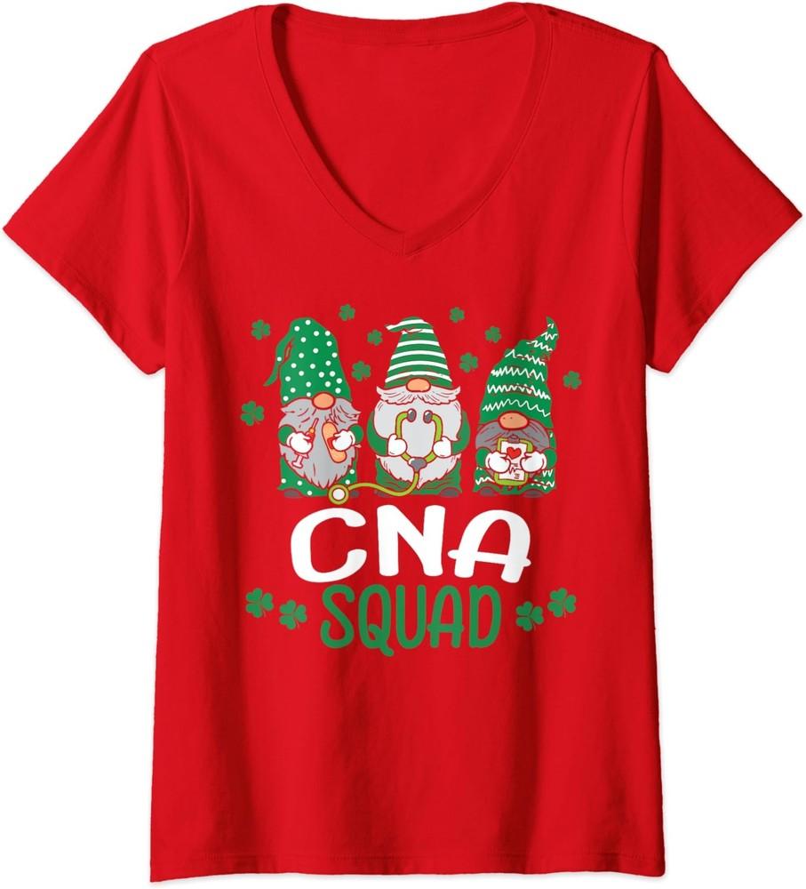 Nurse Squad Shamrock Funny Gnomes Nurse St Patricks Ladies  V-Neck Tshirt Unisex T-Shirt XXXL