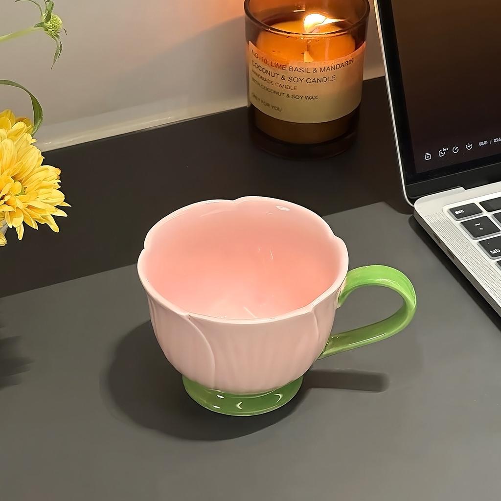 Tulip Tea Set Ceramic Teapot Flower Tea Cup Coffee Mug Tableware Milk Mug Teacup  Cups Teapot English British Teaware Set