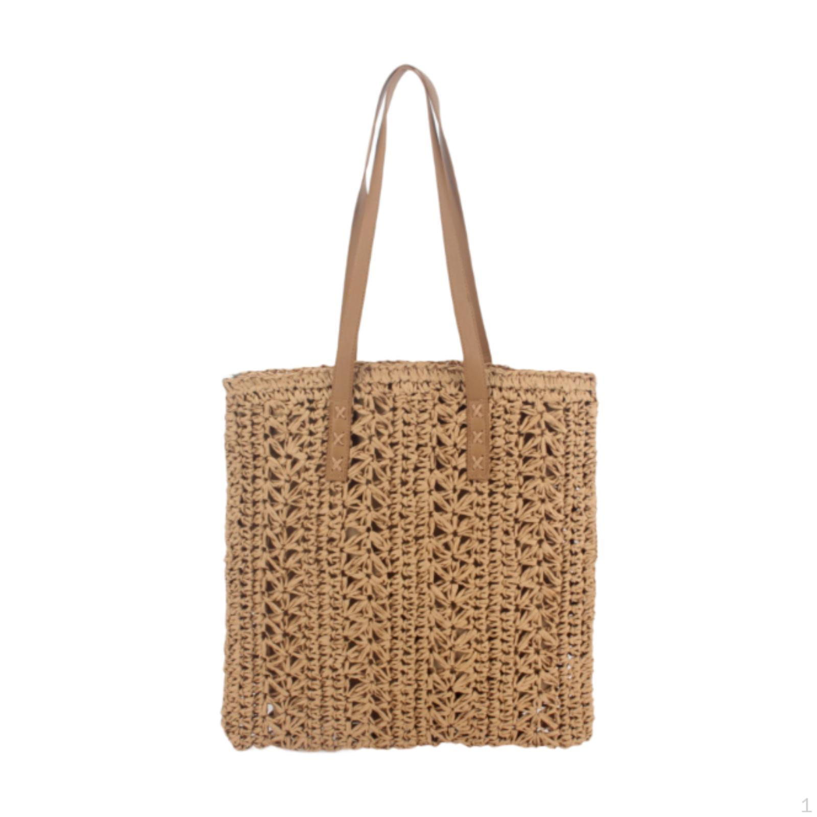 

Women Shoulder Bag Bohemian Stylish Woven Beach for Vacation Birthday Gift коричневый