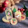 100 Stück Weihnachtliche Hängekarten für Geschenke Baum Deko Kraftpapier Etiketten mit Weihnachtsmann Feiertagsmustern für Weihnachtsdekoration