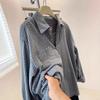 Korean Vintage Polished Blue Plaid Long-sleeved Shirt Women's Spring and Autumn New Loose and Lazy Top