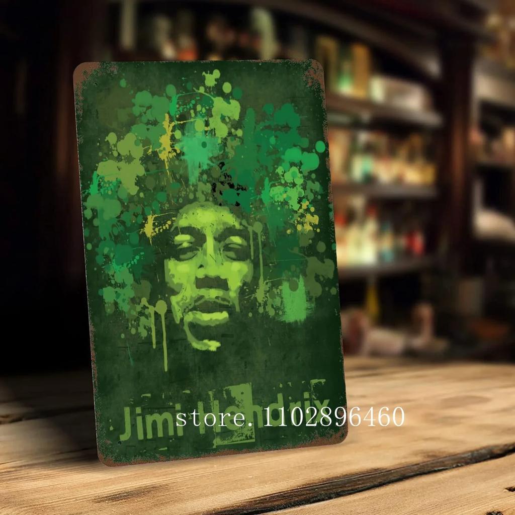 Jimi Hendrix Metal Plaques & Signs Wall Decor Vintage Tin Signs Captain Metal Poster Decor for Bar Pub Club Wall Decoration