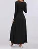 2025 Cross-border Women's Round Neck Pleated Pocket Slim Fit Long Sleeve Knit Dress