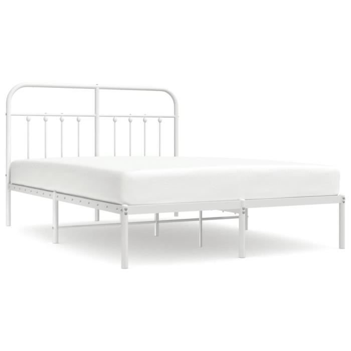 VidaXL Cadre de lit métal avec tête de lit blanc 140x200 cm 352628