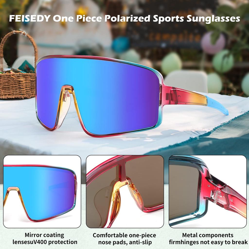 FEISEDY Polarized Sports Sunglasses for Ultra UV400 for and B2988 Sunglasses, Cycling, Lightweight, Protection, Unisex, Fishing, Baseball, Running,