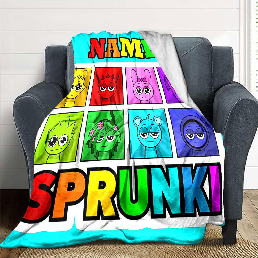 Customiz Name Personality Sprunki Themed Blanket Soft &Warm Sofa Office Bed Travel Lunch Break Blanket, Gift Suitable All Seasons