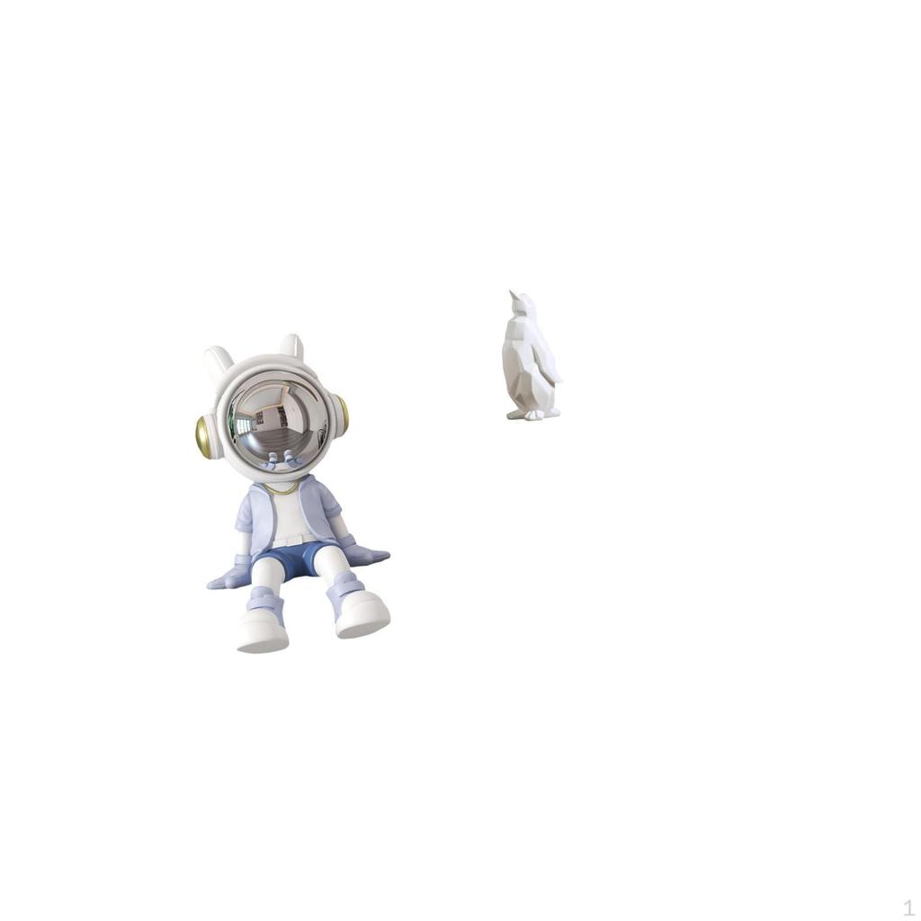 Nordic Astronaut Penguin Resin Figurine Decorative Sculpture for Bookshelf Living Room Bedroom