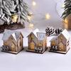 Weihnachts-LED-Licht, Holzhaus, leuchtende Hütte, frohe Weihnachtsdekoration für Zuhause, DIY-Christbaumschmuck, Kindergeschenke für das neue Jahr