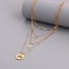 1Pcs Boho Stone Flower Plate Pendant Choker Necklace for Women Vintage Gold Color Adjustable Chain Aesthetic Jewelry Gift