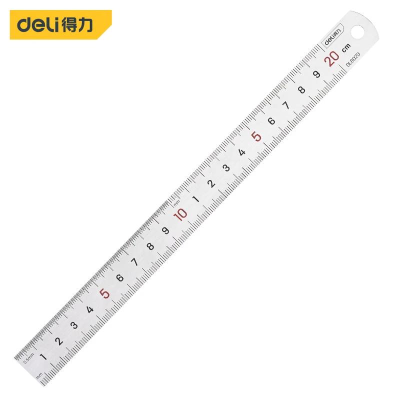 Deli 15-50cm Stainless Steel Metal Straight Ruler Household Gauges Measure Ruler Tool Multifunction Precision Measuring Tools