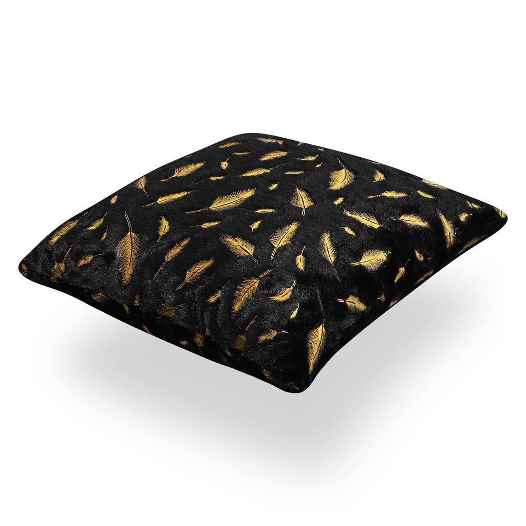 Decorative Pillowcase, Feathers, Black