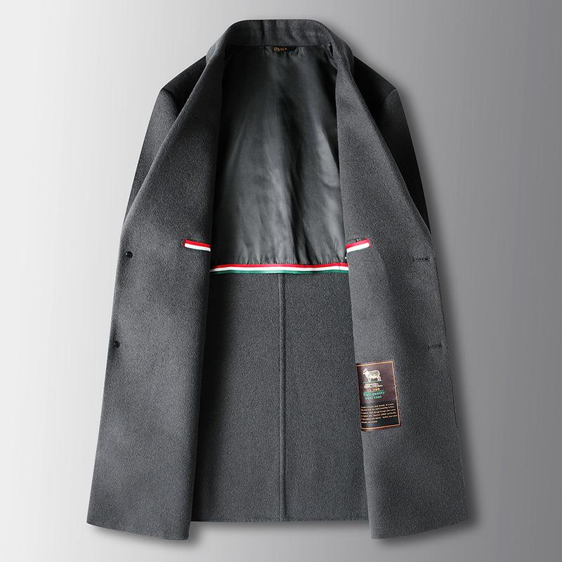 Autumn and Winter Handmade Double-sided Woolen Coat Middle-aged and Young Business Leisure Medium and Long Woolen Trench Coat