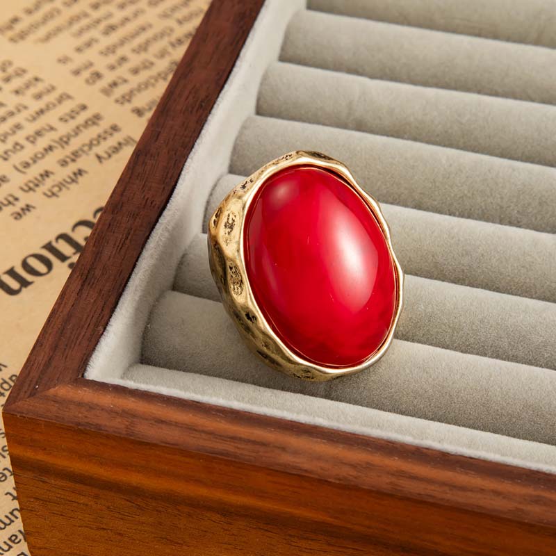 Vintage Red Resin Oval Wide Rings For Women Men Exaggerated Large Geometric Chunky Finger Rings Jewelry Party Gift 2026 New