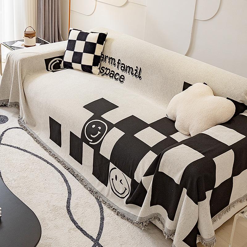 Ręcznik Pokrowiec z Chenille Antyzarysowaniami Pełny Pokrowiec Poduszka na Sofę Styl Skandynawski Uniwersalny Koc na Sofę Prosty Nowoczesny