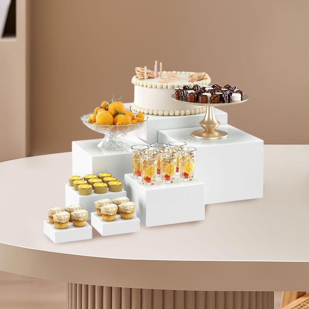 7Pcs Buffet Riser Food Riser with Hollow Bottoms Display Stand Dessert Table Display Set