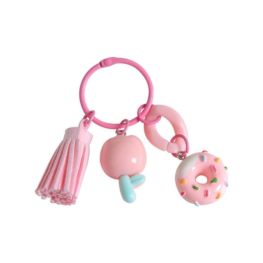 With Tassel Tulip Flower Keychain Young Girl's Heart Sweet Resin Tulip Keyring   Earphone Case