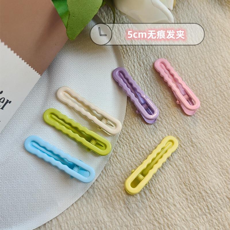 Colorful 5CM Duckbill Clip Round Head Hollow Seamless U-shaped Clip Girl's Forehead Bangs Side Clip DIY Glossy Base Clip