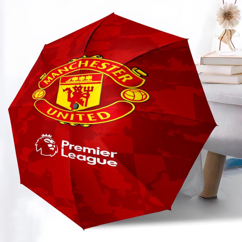 1pz Ombrello Automatico Robusto a 8 Stecche, Ombrello Manchester United Manchester City, Stampato Digitalmente, Ombrello Pieghevole per Uso Esterno in Movimento