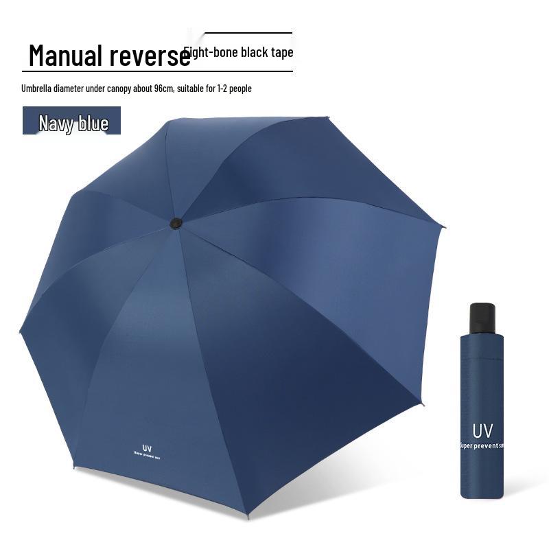 Zakázkový UV černý lepicí deštník proti slunci a dešti – Dámský třídílný design s potiskem loga.