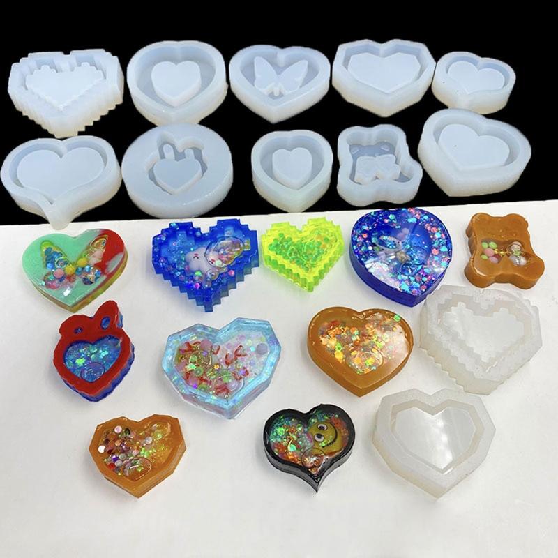 Resin Shaker Molds Silicone Resin Casting Molds Epoxy Quicksand Molds for DIY Pendant Charm Jewelry Making Accessories