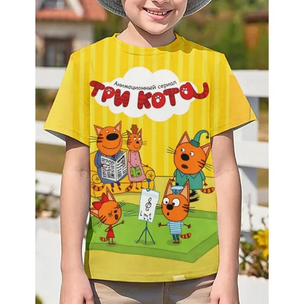 Kinder Kid-E-Cats T-Shirts Sommer Lässig Rundhals Jungen Kinderkleidung Lustiger 3D-Cartoon-Druck Jungen/Mädchen Rundhals-T-Shirts