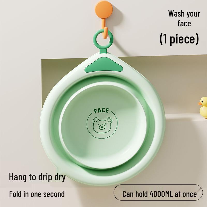 Foldable Silicone Washbasin for Kids and Dorms - Portable and Hangable
