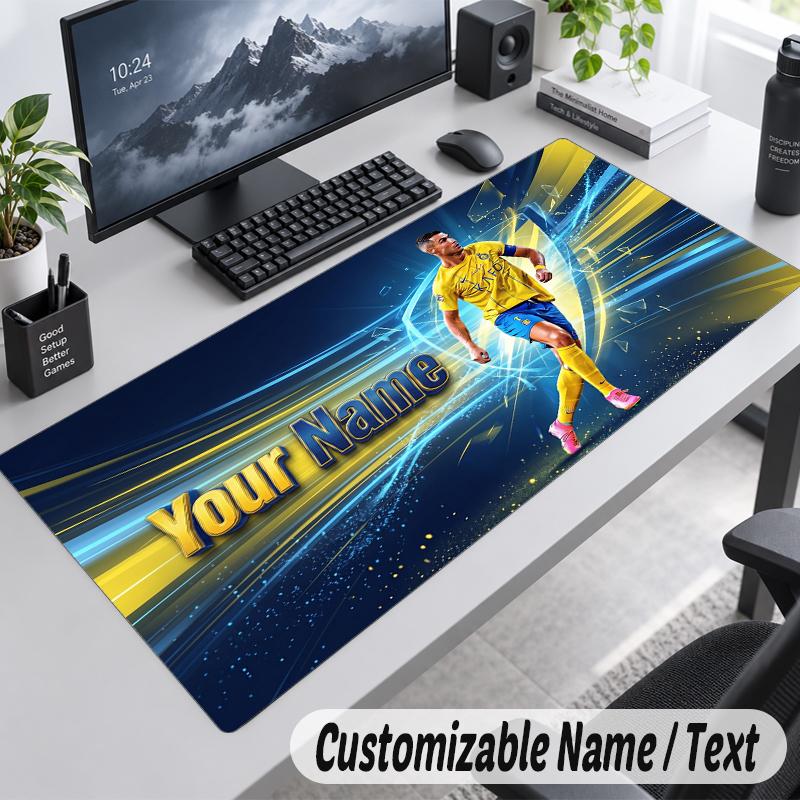 Benutzerdefinierter Namens-Text-Mauspad Cristiano Ronaldo Personalisierte Schreibtischunterlage Für Arbeit Und Gaming