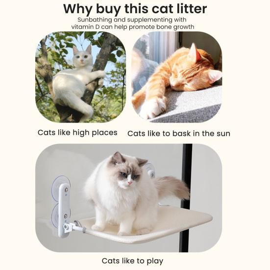 Kabelloser Katzenfensterliegeplatz Katzenhängematte mit 4 Saugnäpfen Faltbares Katzenhängemattenbett mit waschbarem Netzbezug für Wohnungskatzen