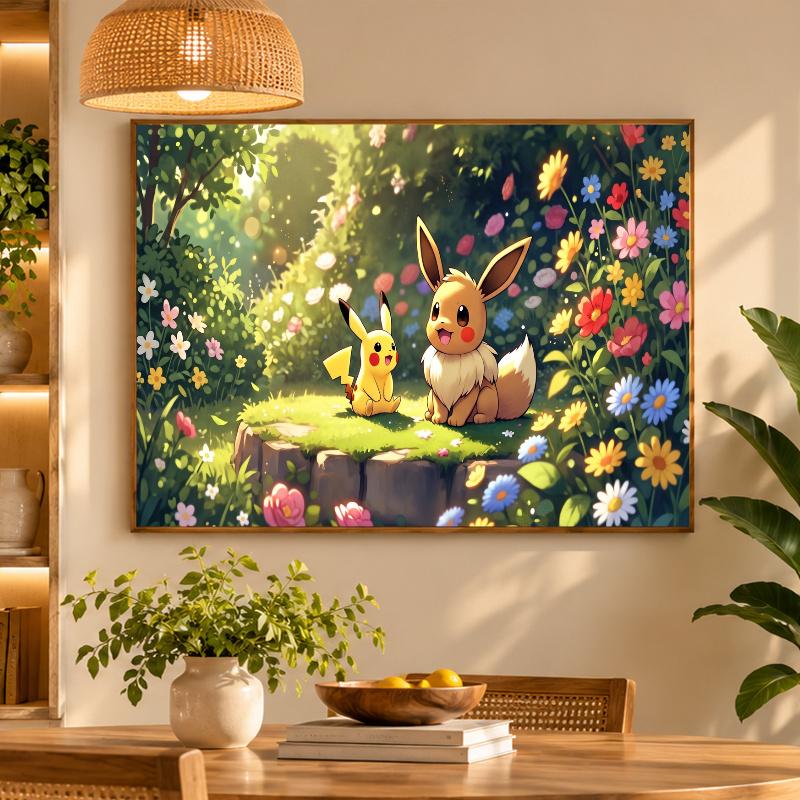 5D Diamond Painting Pikachu Eevee DIY Full Drill Diamond Art Kit Home Decoration