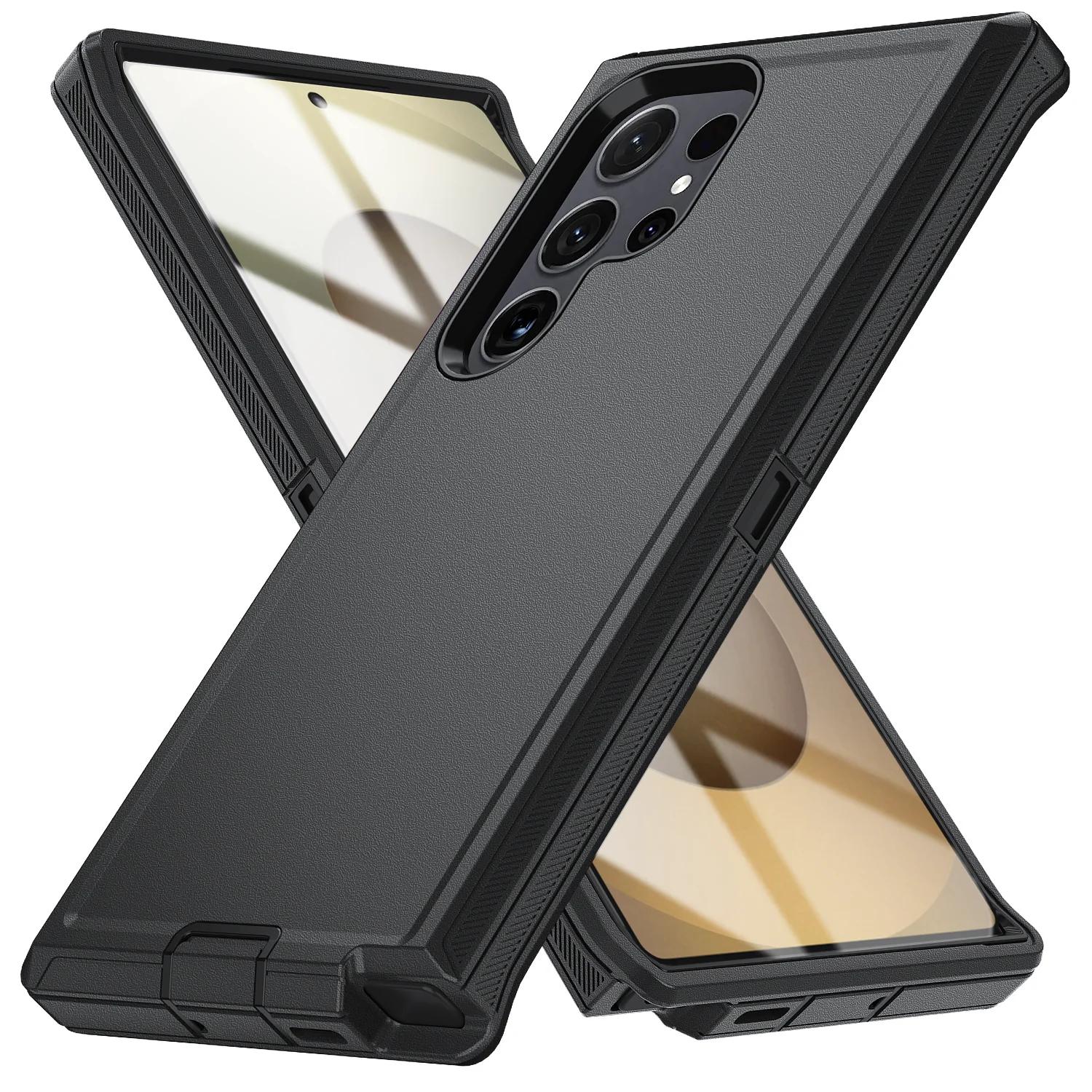 Militärische Stoßfeste Handyhülle Für Samsung Galaxy S26 S25 S24 S23 FE S22 S21 S20 Ultra Plus Harte PC+TPU Halterung Rückseite S26 Ultra gray