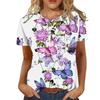 Summer Women's  Round Neck Temperament T-shirt Breathable Short-sleeved Floral Pattern Top Loose Casual Wear Ladies T-shirt