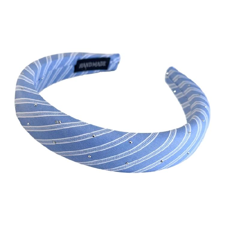 

Casual Hair Band Blue Striped Pattern Sponge Cushioned Headpiece Fashion Heaband Hair Accessories For Adults Teens